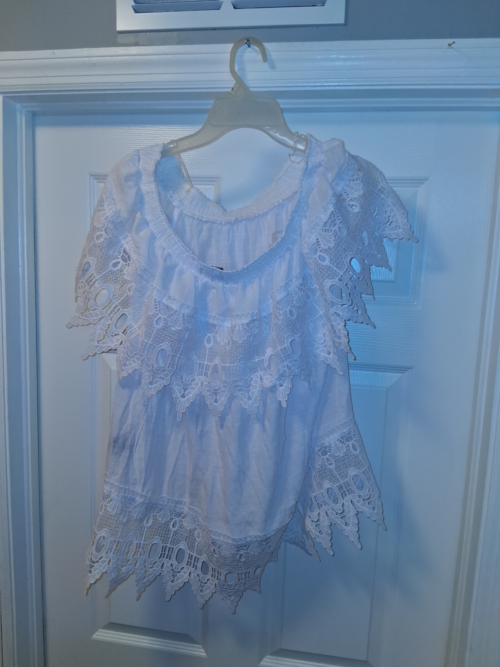Women's White Lace Off-Shoulder Top